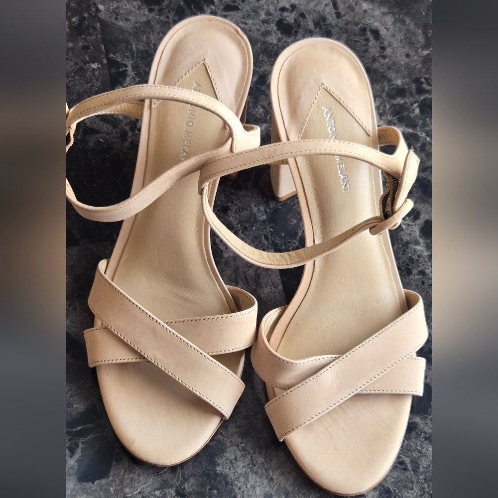 Antonio Melani Geena Nubuck Leather Ankle Strap Heels